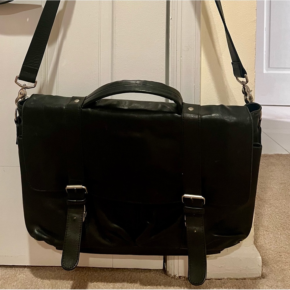 Cole Haan Black Pebbled Messenger Bag